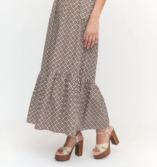 Couturebud The Anjuli Nap Dress - Chocolate Circular Lattice