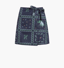 Couturebud The Carolina Skirt - Navy Floral Patchwork