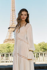 Lyvienne Chiffon Lace Maxi Dress - IVORY