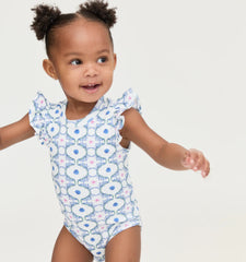 CouturebudThe Jillee Ruffle Onesie - White Cisco Trellis