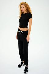 Andie Oversized Fleece Sweatpant - Black