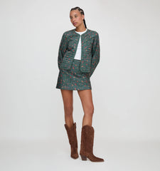Couturebud The Amari Quilted Jacket - Bottle Green Fleur Chintz
