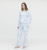 Couturebud The Maternity Olivia Pajama Set - Blue Botanical