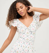 Couturebud The Zuri Top - Butterfly Trellis Cotton Poplin