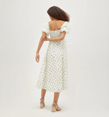 Couturebud The Organza Matilda Dress - Olive/Coral Floral Jacquard