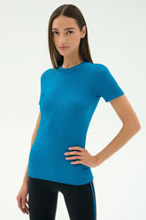 Louise Rib Short Sleeve - Stone Blue