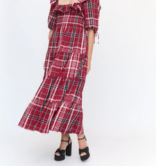 Couturebud The Corinne Nap Dress - Crimson Tartan