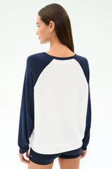 Andie Oversized Colorblock Fleece - Indigo/White