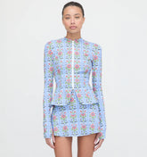 Couturebud The Alexia Rashguard - Blue Floral Block Stripe