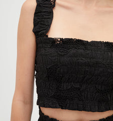 Couturebud The Azalea Nap Top - Black Floral Lace