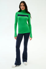 Lennon Rib Turtleneck - Grass/Indigo