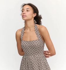 Couturebud The Fleur Midi Dress - Chocolate Circular Lattice