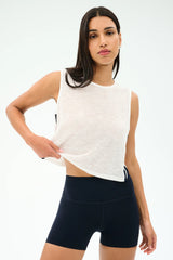 Logan Mesh Tank With Stripe - White/Indigo