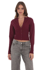 Cinched Knit Cardigan in Burgundy