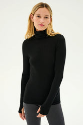 Jackson Rib Full Length Turtleneck - Black