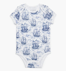 CouturebudThe Short Sleeve Onesie - Navy Mariner's Toile