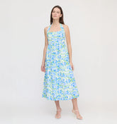 CouturebudThe Hill House x La Coqueta Fleur Midi Dress - Blue Watercolor Hydrangea