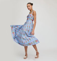CouturebudThe Margot Dress - Blue Floral Block Stripe
