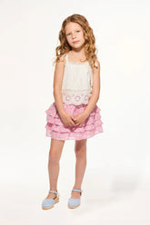 Girls Billie Upcycled Cotton Skirt - VOILA PINK