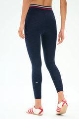 Bailey High Waist Active Rib 7/8 - Heather Indigo