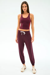 Andie Oversized Fleece Sweatpant - Dark Cherry