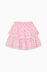 Heart Print Ruffle Mini Skirt