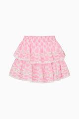 Heart Print Ruffle Mini Skirt