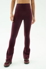 Raquel High Waist Flared Legging - Dark Cherry/Creme