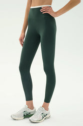 Dual High Waist Airweight 7/8 - Military/White