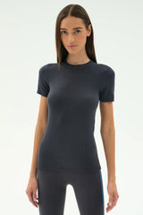 Louise Rib Short Sleeve - Graphite