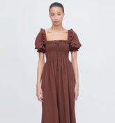 Couturebud The Scarlett Nap Dress - Chocolate Tonal Seersucker