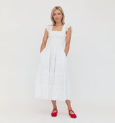 Couturebud The Ellie Nap Dress - White Tonal Seersucker