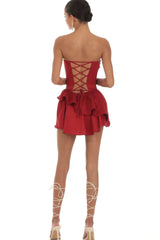 Corset Strapless Dress in Red
