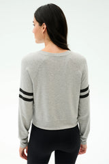 Brooks Stripe Fleece Sweatshirt - Heather Grey/Black
