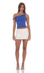 Off Shoulder Twist Top in Blue