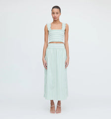 CouturebudThe Delphine Nap Skirt - Apple Green Stripe