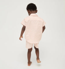 Couturebud The Tiny Beau Party Top - Coral Baroque Shell Cotton Sateen
