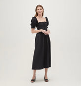 Couturebud The Scarlett Nap Dress - Black Textured Clip Dot