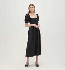 Couturebud The Scarlett Nap Dress - Black Textured Clip Dot