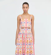 Couturebud The Clara Crop Top - Pink Floral Block Stripe