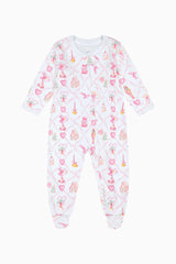 Couturebud x Roller Rabbit Infant Sugarplum Lattice Zipper Footie