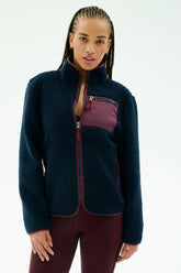 Harris Sherpa Jacket - Indigo/Dark Cherry