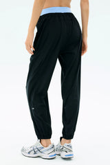 Megan Woven Nylon Jogger - Black