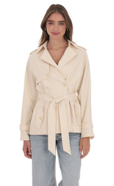 Double Breasted Trench Coat in Cream