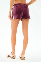Heritage Velour Short - Dark Cherry/White