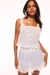 Levant Cotton Embroidered Mini Skirt