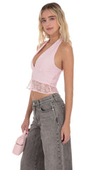 Pink V Neck Halter Top
