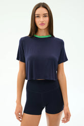 Djuna Crop Ringer - Indigo/Spearmint
