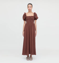 Couturebud The Scarlett Nap Dress - Chocolate Tonal Seersucker