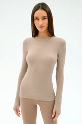Louise Rib Long Sleeve - Latte